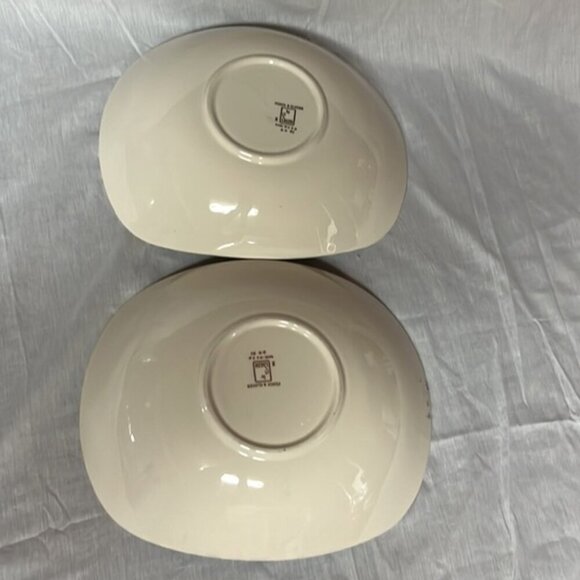 Vintage Salem China PEACH & CLOVER 9" Oval Vegetable Bowl Set of 2 - Picture 8 of 9